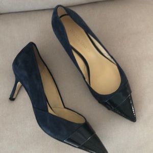 Navy suede + faux Alligator heels